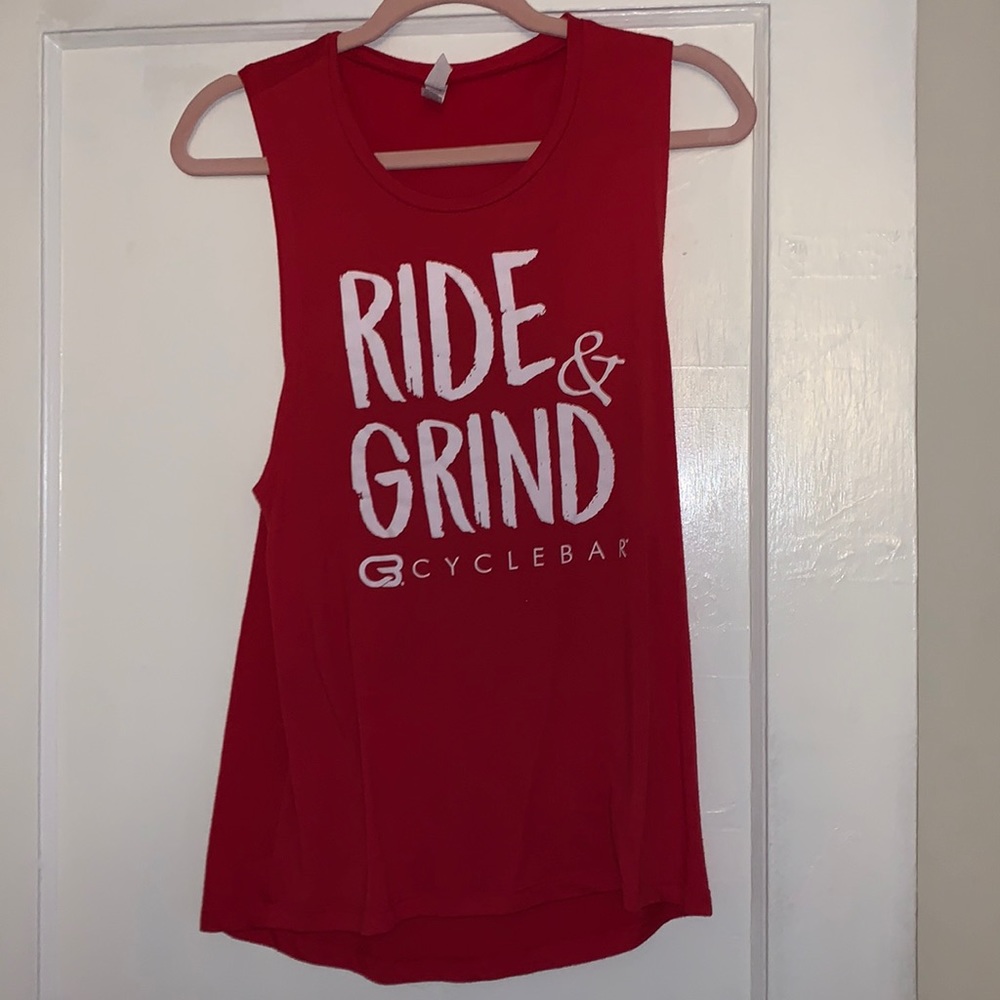 CYCLEBAR RIDE & GRIND TANK. Red, medium